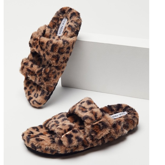 Urban Outfitters Shoes - Steve Madden Around Fuzzy Leopard Hipster Hippie Art Deco Farm Hip Boho Slippers